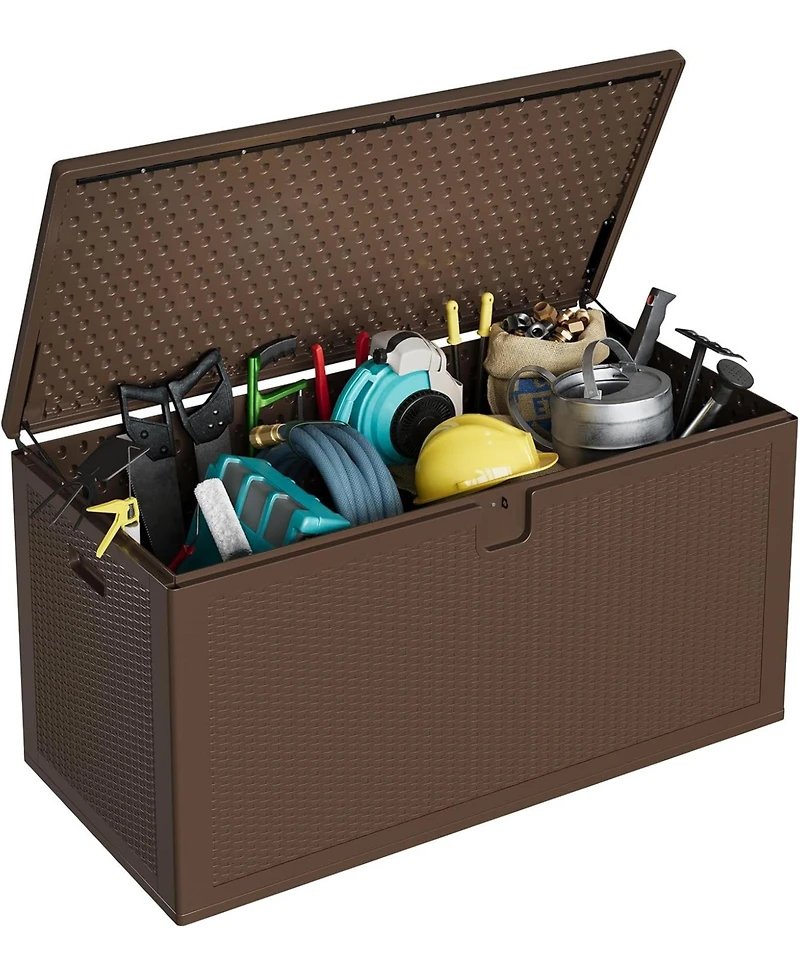 Gaomon Premium Pro Edition 150 Gallon Lockable Resin DeckBox,Waterproof&Uv-Resistant Outdoor Storage Box with Lockable Lid for Outdoor Cushion Storage