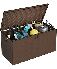 Gaomon Premium Pro Edition 150 Gallon Lockable Resin DeckBox,Waterproof&Uv-Resistant Outdoor Storage Box with Lockable Lid for Outdoor Cushion Storage