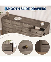 gaomon 12 Drawers Wooden Dressers for Bedroom, Wood Chest of Clothes Storage Organizer Living Room, Hallway, Modern Wide Tv Stand Dresser