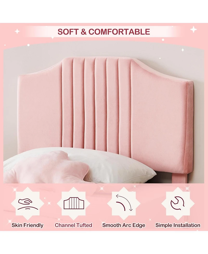 Gaomon Twin Bed Frame Upholstered Platform with Headboard, Strong and Wooden Slats Support