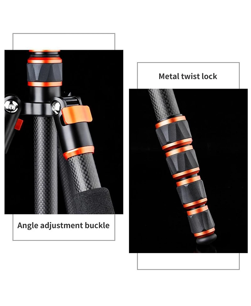 K&F Concept BA225 5-Section Carbon Fiber Tripod/Monopod with 360-Degree Ball Head, 17.6 lbs Capacity