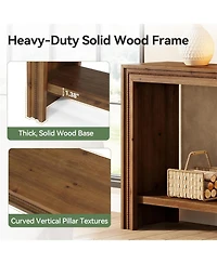 Tribesigns Solid Wood Console Table, Farmhouse Narrow 63" Long Entryway Table with 2-Tier Storage Shelf for Living Room, Hallway, Entryway
