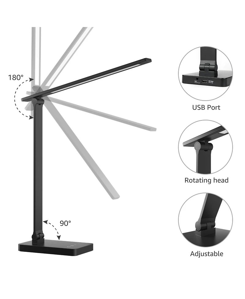 Lepro Led Desk Lamp with charging port, 650LM Touch Control, 5 Brightness Level