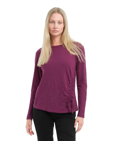 Wilt Women's Clothing Long Sleeve Ruched Side Tee