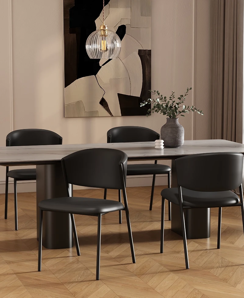 Drift Faux Leather Upholstered Dining Side Chairs, Set of 4