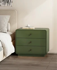 Liora 28" Rubberwood 3-Drawer Nightstand
