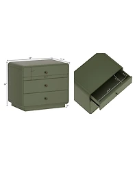 Liora 28" Rubberwood 3-Drawer Nightstand