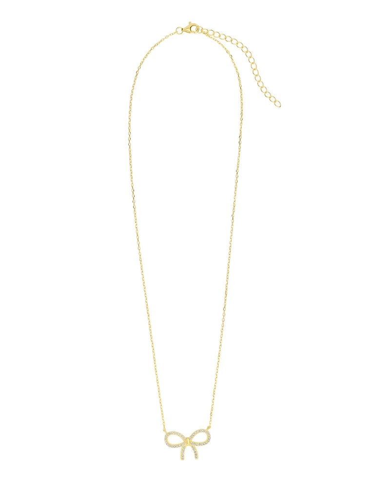 Macy's Cubic Zirconia 14k Gold Over Bow Necklace