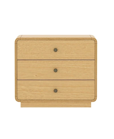 Liora 28" Rubberwood 3-Drawer Nightstand