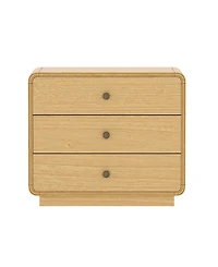 Liora 28" Rubberwood 3-Drawer Nightstand