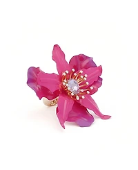 Betsey Johnson Faux Stone Hothouse Bloom Orchid Cocktail Ring