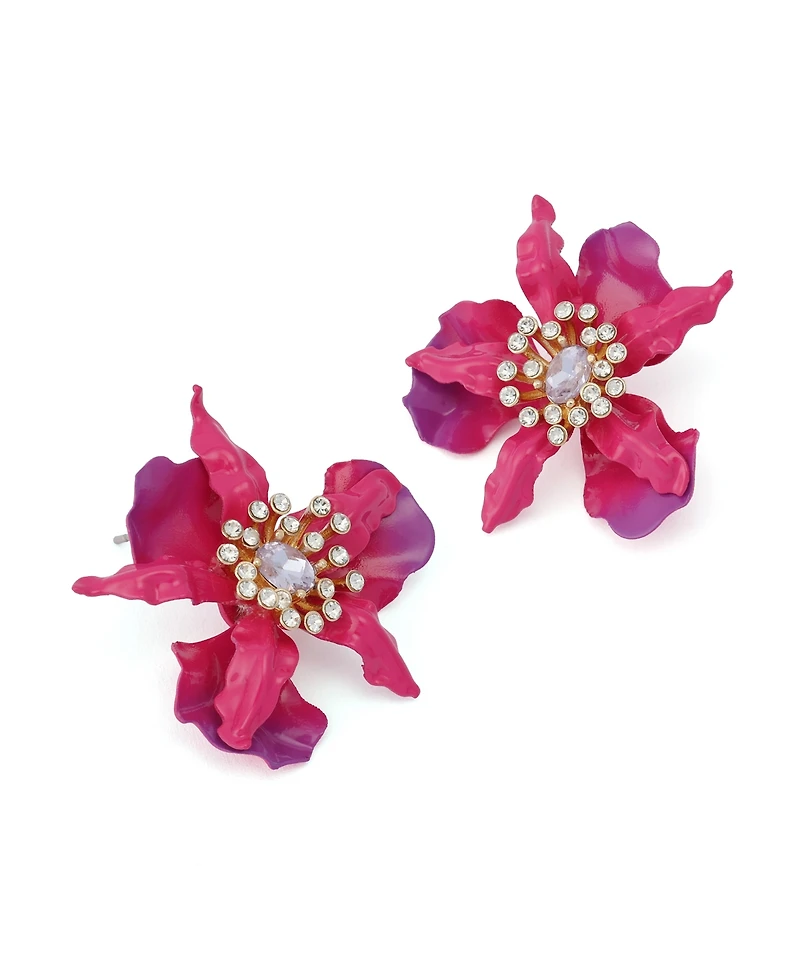 Betsey Johnson Faux Stone Hothouse Bloom Orchid Post Earrings