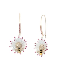 Betsey Johnson Faux Stone Betsey's Bouquet Flower Bee Drop Earrings