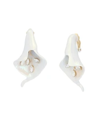 Betsey Johnson Faux Stone Betsey's Bouquet Calla Lily Clip-On Earrings