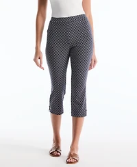 Rafaella Petite Tile Print Capri Pants with Riveted Vent