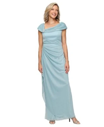 Alex Evenings Womens Glittered Ruched Gown