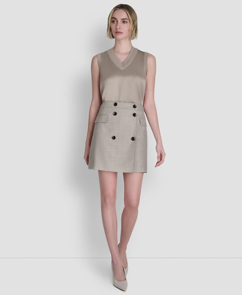 Dkny Women's Windowpane Melange Mini Skirt