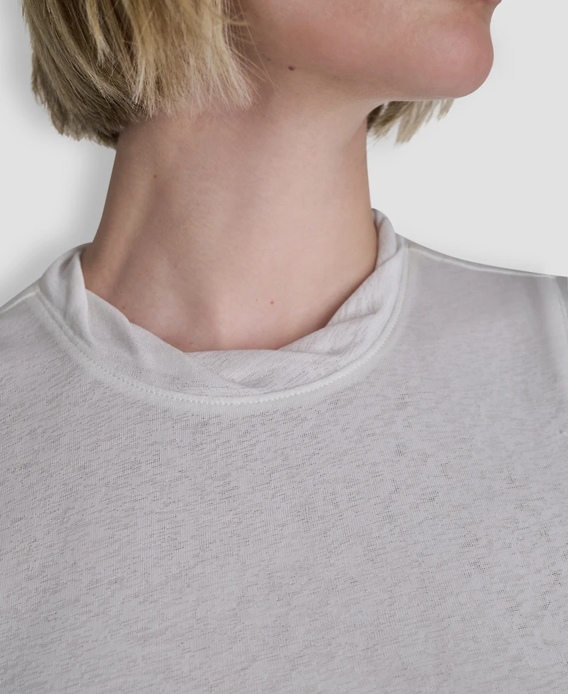 Dkny Women's Printed Tissue Knit Sleeveless Crew Neck Top