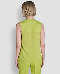 Dkny Women's Mixed Media V-Neck Sleeveless Sweater