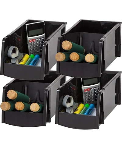 Iris Usa Stackable Plastic Storage Bins, 4 Pack
