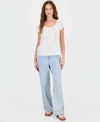 Self Esteem Juniors' Puff Sleeve Tie Back Top