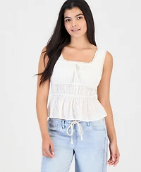 Celebrity Pink Juniors' Eyelet Embroidered Cotton Sleeveless Top