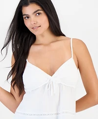 Rebellious One Juniors' Lace Trim Cotton Sleeveless Top