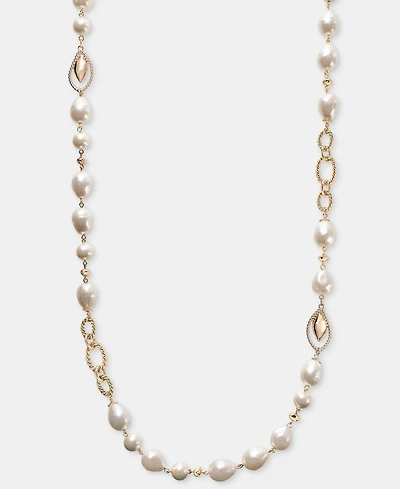 Anne Klein Baroque Imitation Pearl Textured Link 42" Strand Necklace