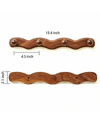 Yigii Wave-Shape Walnut Wood Coat Rack with 6 Hooks for Hats, Coats, Bags