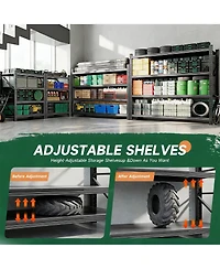 Yigii Heavy Duty40" W x 60" H Garage Shelving, 4-Tier, Adjustable, 2000 lbs Capacity