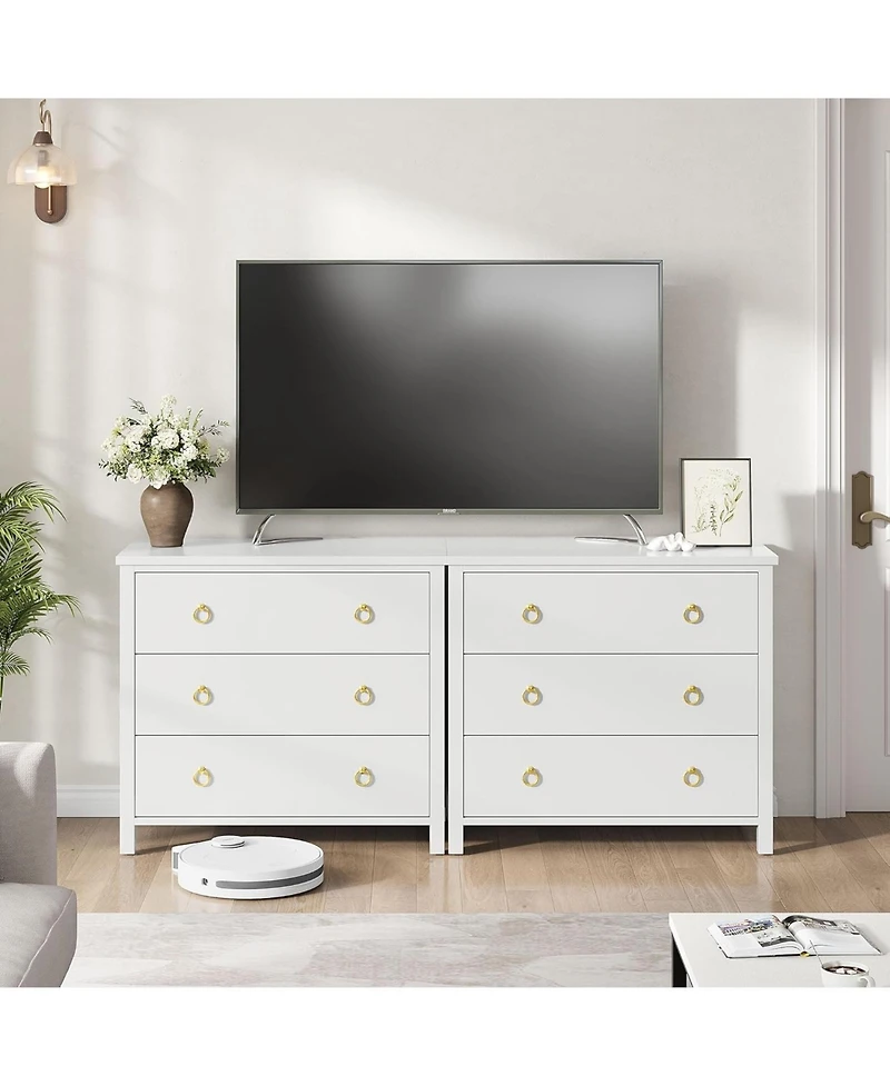 Gaomon 29" Tall 3 Drawer Bedroom Dresser with Clothes Storage Cabinet & Drawer Organizer Chest