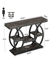 Tribesigns 39.4" Console Table, Industrial 4-Tier Sofa Table Entryway with Storage Shelves, Narrow Wood Accent Tables Metal Frame for Small