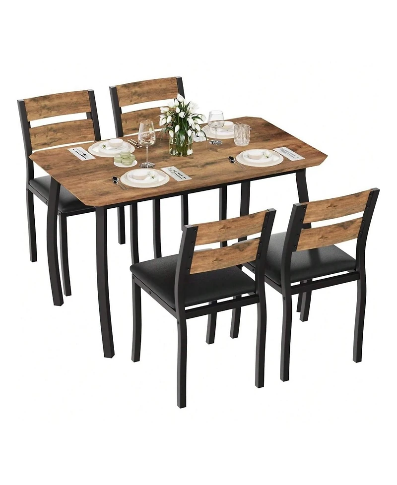 gaomon Kitchen Table Dining Table Set For 4 5 Piece Metal Frame Kitchen Table And Chair Set for Dining Room