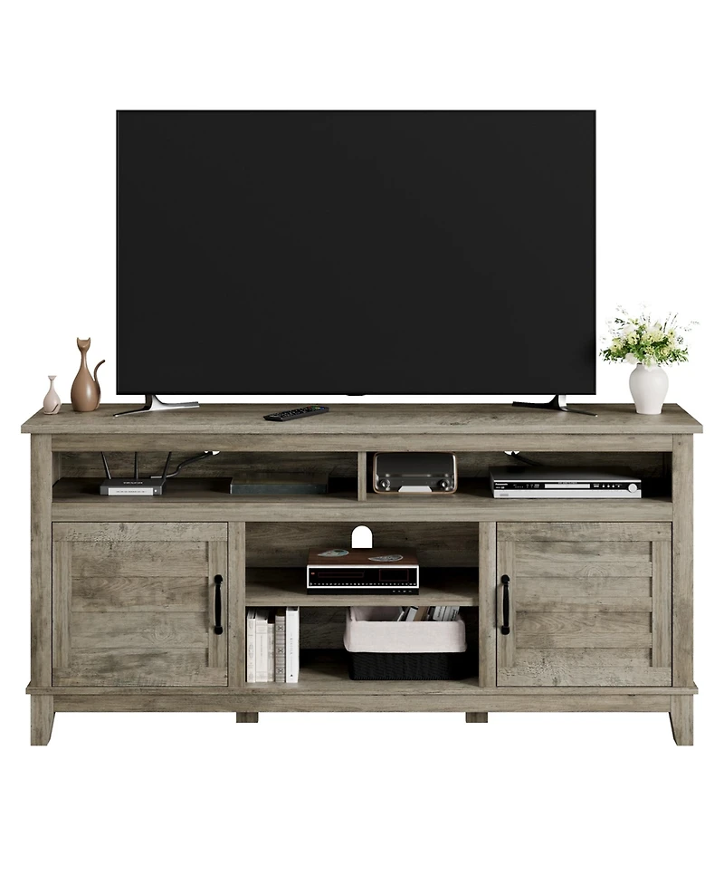 gaomon 63" Mdf Rustic Farmhouse Tv Stand for 70" TVs, Height-Adjustable Shelves Media Console