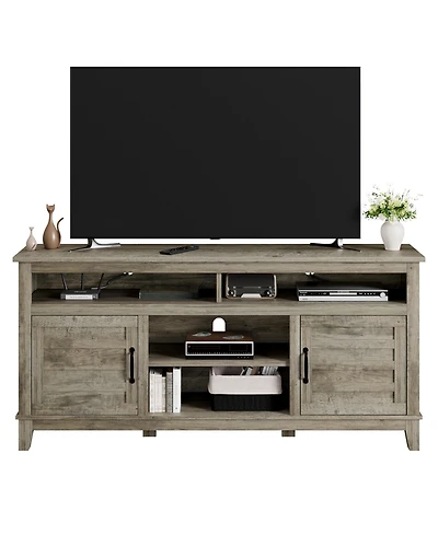 gaomon 63" Mdf Rustic Farmhouse Tv Stand for 70" TVs, Height-Adjustable Shelves Media Console