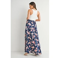 Hello Miz Maternity Floral Empire Waist Sleeveless Scoop Neck Maxi Dress