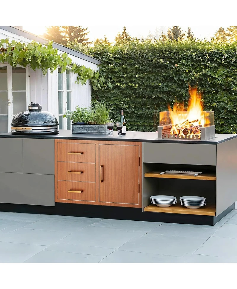 gaomon PeakPursuit Stainless Steel Outdoor Kitchen Door Drawer Combo - Triple Drawers & Access Door