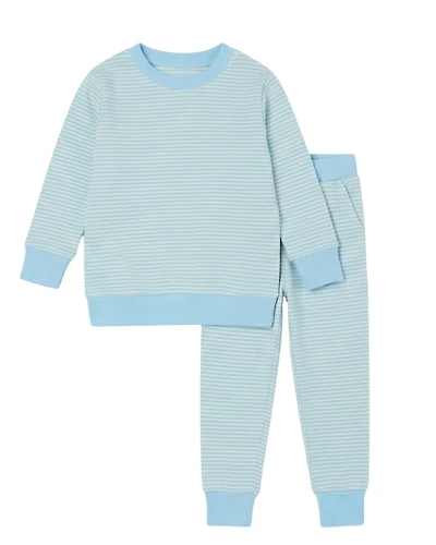 Motette Toddler Boys Seaside Stripe Lounger Bamboo Sweatsuit
