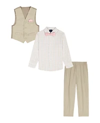 Nautica Toddler & Boys' 2T-7 Sharskin Vest, Check Shirt, Pocket Square, Pants Bowtie, 5-Piece Set