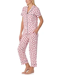 Kate Spade New York Sleepwear Short Sleeve Modal Jersey Notch Collar Cropped Pj Set