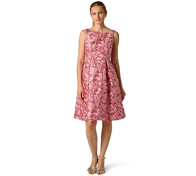 Adrianna Papell Women's Boat Neck Midi Dress