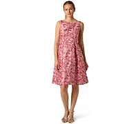 Adrianna Papell Women's Boat Neck Midi Dress