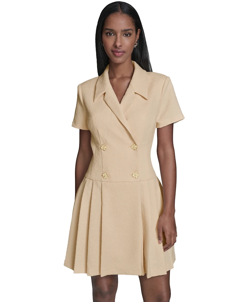 Karl Lagerfeld Paris Women's Textured Pleated Shirt Dress