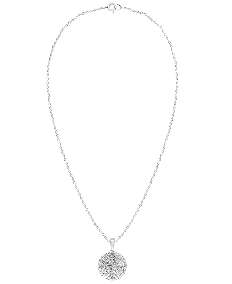 Macy's Diamond (1 ct. t.w.) Pendant Necklace Set in Sterling Silver White Rhodium