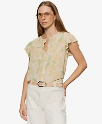 Sanctuary Petite Free Spirited Collared Ruffle Top