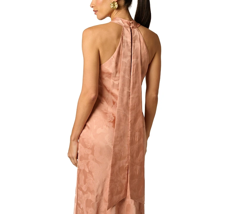 Adrianna Women's Halter Neck Tail Woven Ball Gown