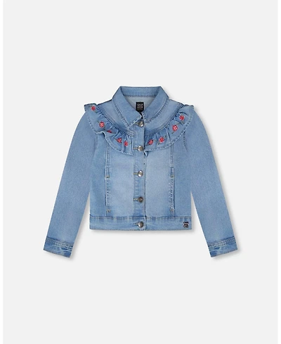 Deux par Deux Girls Denim Jacket with Embroidery