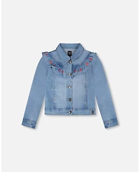 Deux par Deux Girls Denim Jacket with Embroidery