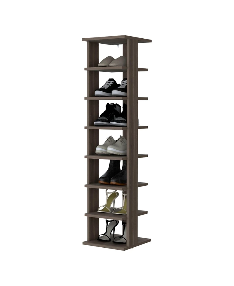 Fm Furniture Ivonny 7-Tier Tall Vertical Shoe Rack, Freestanding Organizer with Open Shelves, Gray Walnut
