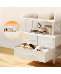 Yigii 7-Tier Geometric Bookshelf with Fabric Drawers for Modern Home Decor